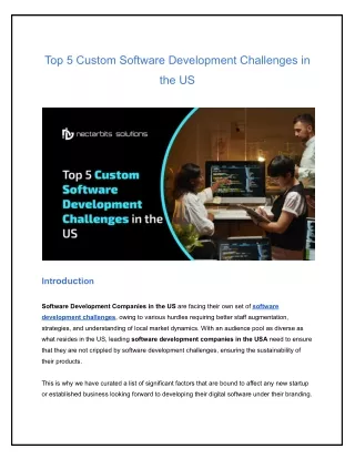 Top 5 Custom Software Development Challenges in the US