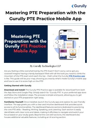 Mastering PTE Preparation with the Gurully PTE Practice Mobile App