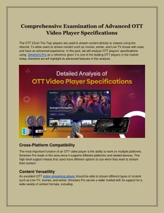 Comprehensive Examination of Advanced OTT Video Player Specifications