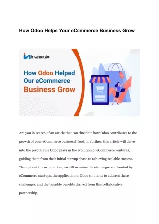 How Odoo Helps Your eCommerce Business Grow!