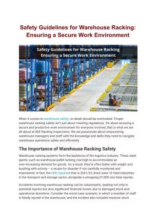 Safety Guidelines for Warehouse Racking: Ensuring a Secure Work Environment