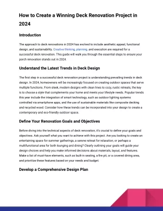 How to Create a Winning Deck Renovation Project in 2024