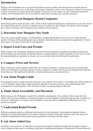 10 Tips for Leasing a Roll Off Dumpster