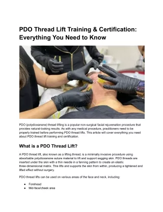 PDO Thread Lift Training & Certification: Everything You Need to Know