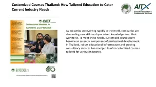 Customized Courses Thailand How Tailored Education to Cater Current Industry Needs