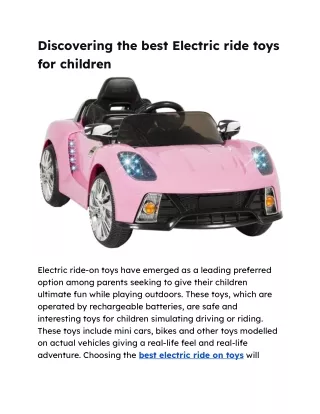 Discovering the best Electric ride toys for children