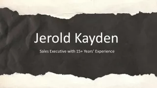 Jerold Kayden - A Goal-Focused Professional - Boston, MA