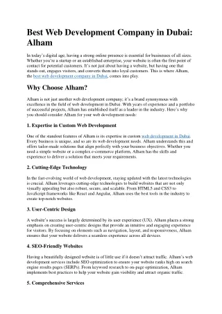 Best Web Development Company in Dubai Alham