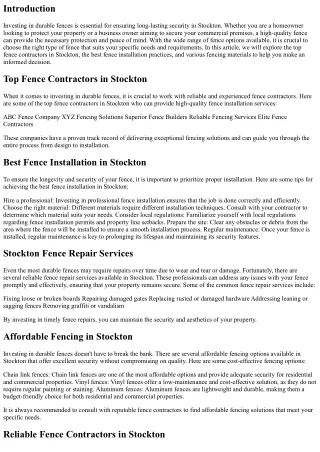Invest in Durable Fences for Long-lasting Security in Stockton