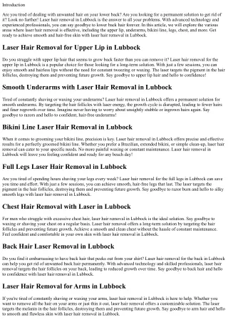 No More Lower Back Hair: Laser Hair Removal in Lubbock