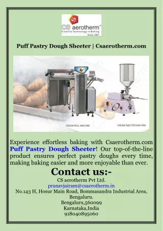 Puff Pastry Dough Sheeter  Csaerotherm.com