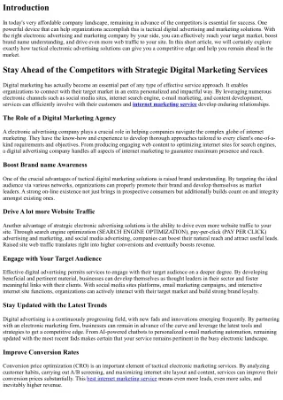 Stay Ahead of the Competitors with Strategic Digital Advertising And Marketing S