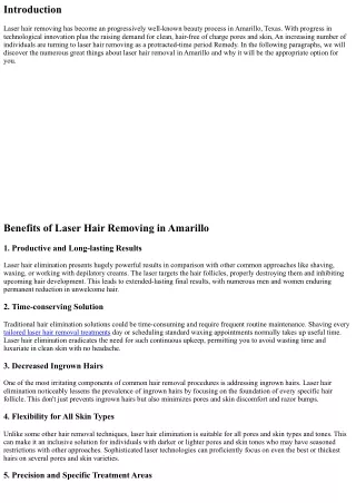 Uncover the Benefits of Laser Hair Removing in Amarillo