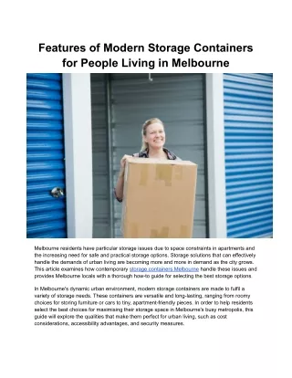 Features of Modern Storage Containers for People Living in Melbourne