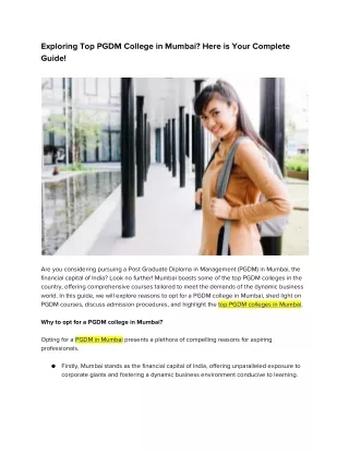 Exploring Top PGDM College in Mumbai? Here is Your Complete Guide!