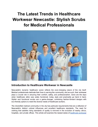 The Latest Trends in Healthcare Workwear Newcastle _ Stylish Scrubs for Medical Professionals