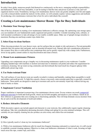Creating a Low-maintenance Restroom: Tips for Busy People