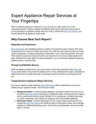 Expert Appliance Repair Services at Your Fingertips