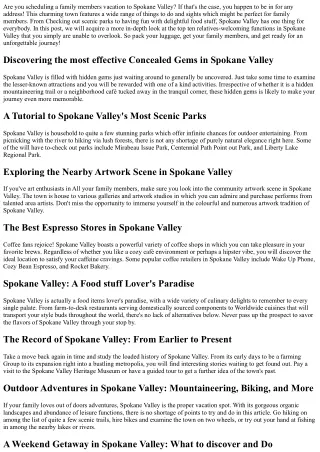 Major ten Family-Helpful Functions in Spokane Valley You can not Pass up