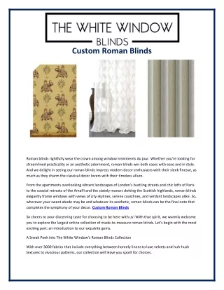 Custom Roman Blinds