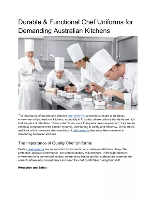 Durable & Functional Chef Uniforms for Demanding Australian Kitchens