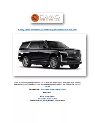 Family sedan rental services in Miami | www.damsrentacarllc.com