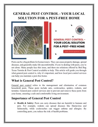 Comprehensive General Pest Control | Trusted Local Pest Control