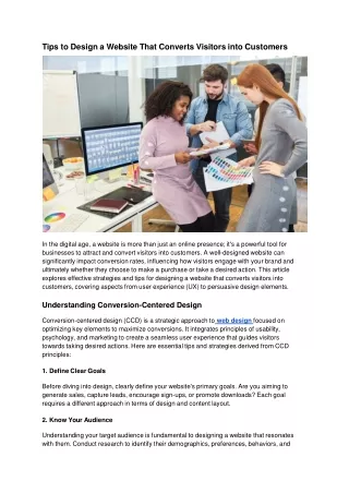 Tips to Design a Website That Converts Visitors into Customers