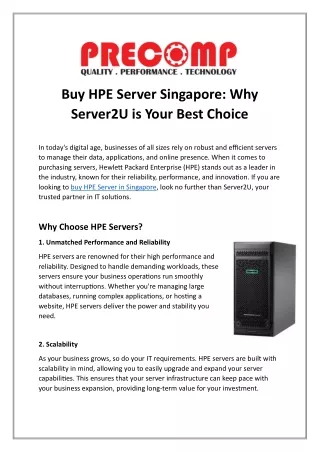 Buy HPE Server Singapore: Why  Server2U is Your Best Choice