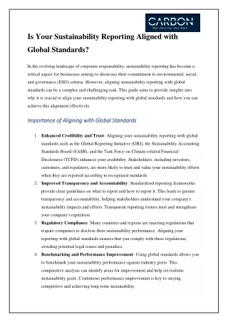 Is Your Sustainability Reporting Aligned with Global Standards