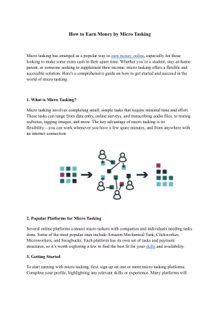How to Earn Money by Micro Tasking