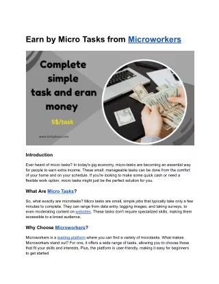 Earn Extra Income with Micro Tasks on Microworkers