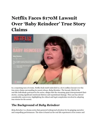 Netflix Faces $170M Lawsuit Over ‘Baby Reindeer’ True Story Claims