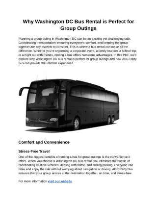 Why Washington DC Bus Rental is Perfect for Group Outings