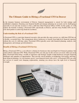 The Ultimate Guide to Hiring a Fractional CFO in Denver