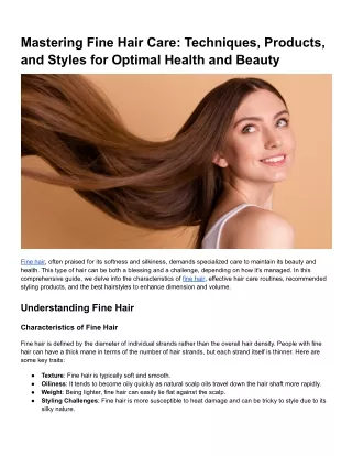 Mastering Fine Hair Care: Techniques, Products, and Styles