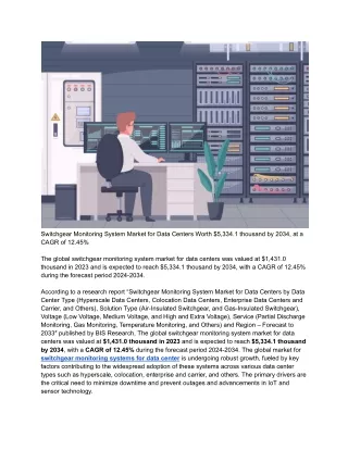 Switchgear Monitoring System Market for Data Centers Worth $5,334.1 thousand by 2034, at a CAGR of 12.45%