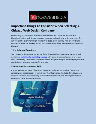 Important Things To Consider When Selecting A Chicago Web Design Company