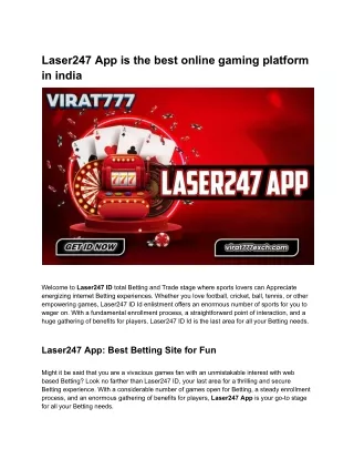 Laser247 app is the best online gaming platform in india