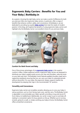 Ergonomic Baby Carriers: Benefits for You and Your Baby | Buttbaby.in