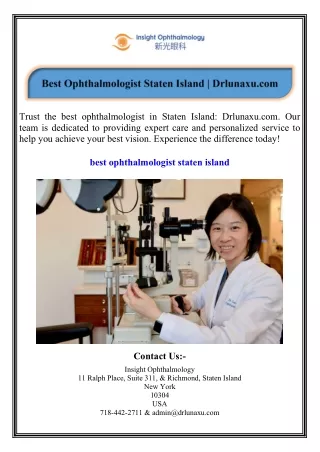 Best Ophthalmologist Staten Island Drlunaxu.com