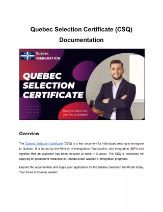 Understanding the Quebec Selection Certificate : Your Pathway to Immigration