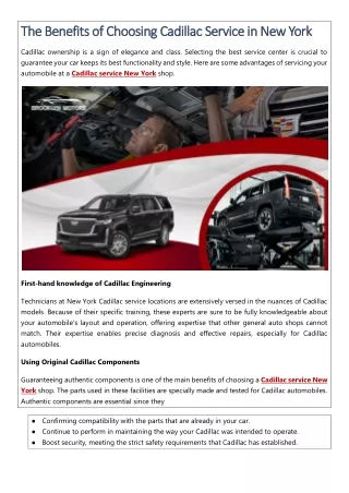 The Benefits of Choosing Cadillac Service in New York