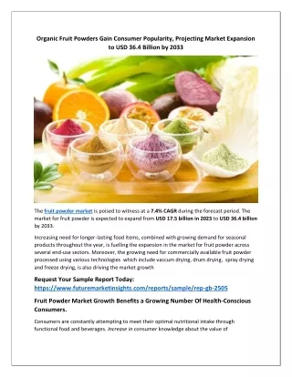 Insights into the Fruit Powder Market: Growth at a 7.4% CAGR