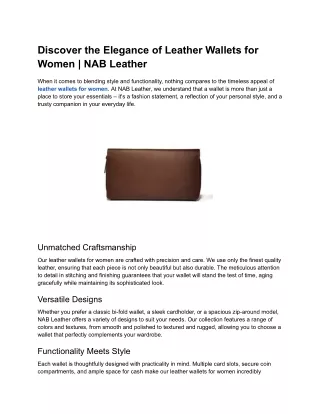 Discover the Elegance of Leather Wallets for Women _ NAB Leather