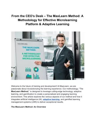 From the CEO’s Desk – The MaxLearn Method_ A Methodology for Effective Microlearning Platform & Adaptive Learning