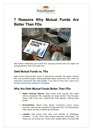 7 Reasons Why Mutual Funds Are Better Than FDs