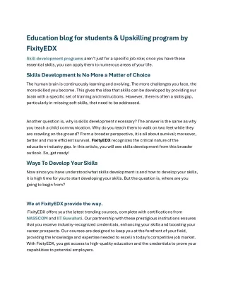 Education blog for students & Upskilling program by FixityEDX