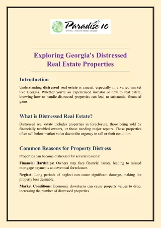 Exploring Georgia's Distressed Real Estate Properties