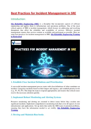 Site Reliability Engineering Training in Hyderabad - India